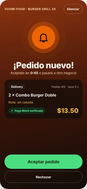 Alarma de pedido nuevo